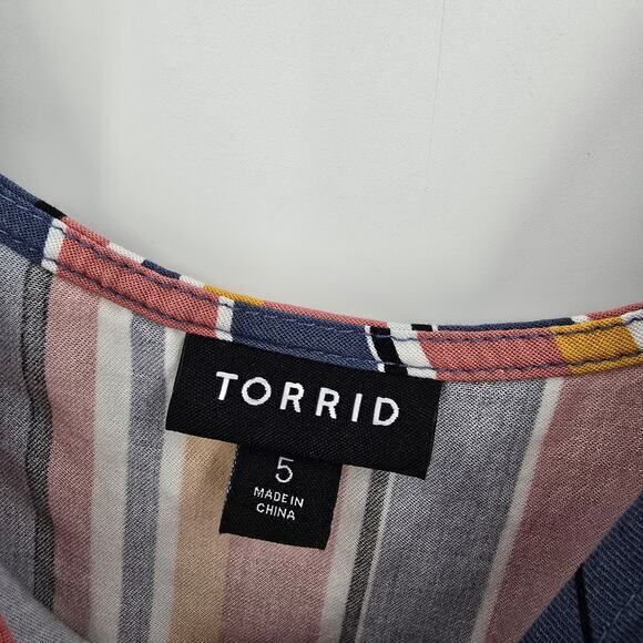 Torrid Women's Plus Multicolor Stripe Scoop V Neck Tank Top Blue Red Size 5 - Picture 7 of 13